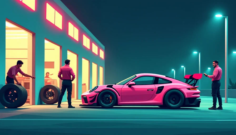 Visual context for pink pig porsche